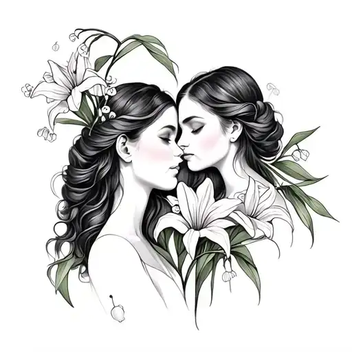 Tattoo Mother And Daughter Fine Lines Flowers Lily Of The Valley And Narcissus