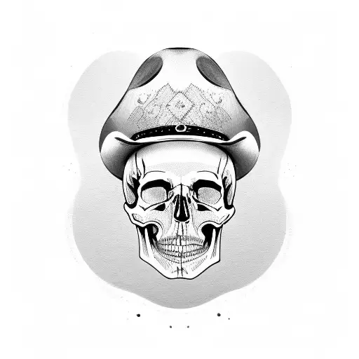 Floating Skull With Cowboy Hat