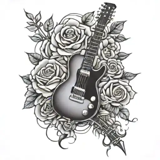 Electric Guitar With Roses Intertwined
