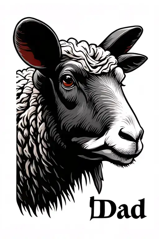 Simple Sheep Side With Dad Name Intertwined