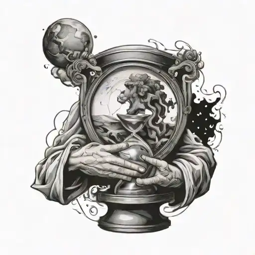God Holding A Hourglass With The Earth Behind It