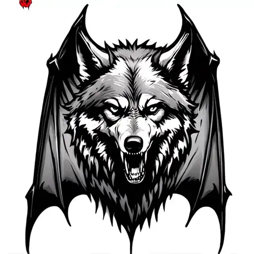 Horror Wolf With Bat Wings