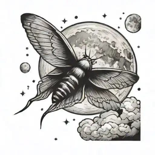 Moth Flying Into The Moon