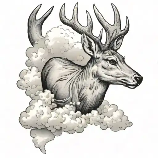 Young Boy Deer Huntin Clouds