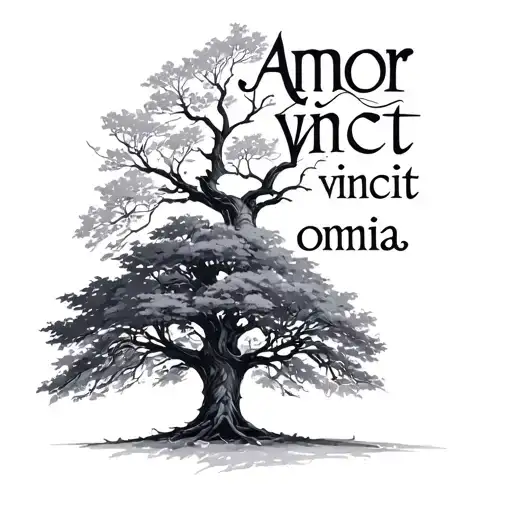 A Tree With The Phrase Amor Vincit Omnia
