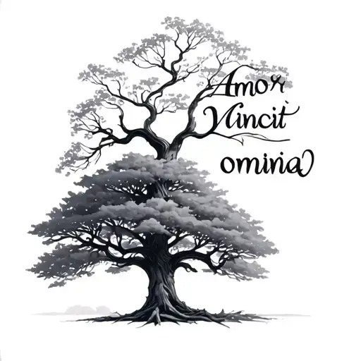 A Tree With The Phrase Amor Vincit Omnia