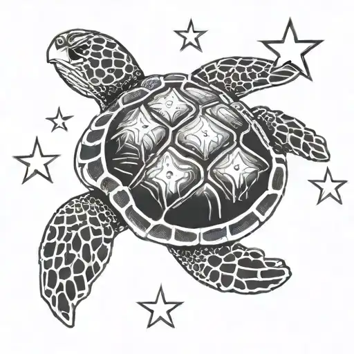Turtle With Stars Minamilistic Stars
