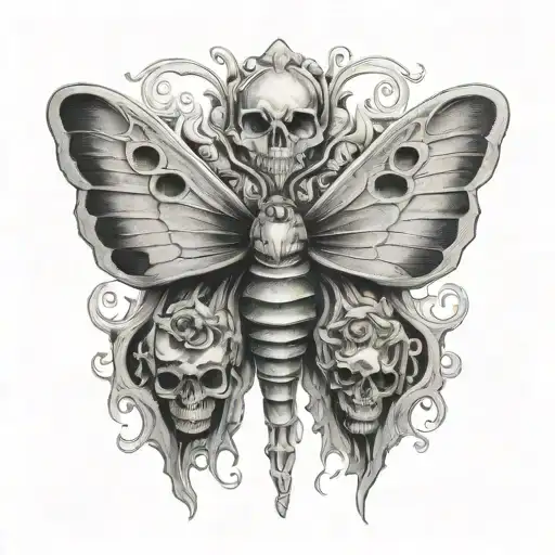 Death Moth With Skulls