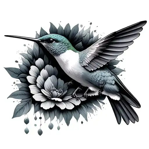 Dna Strand With Hummingbird Surrounded