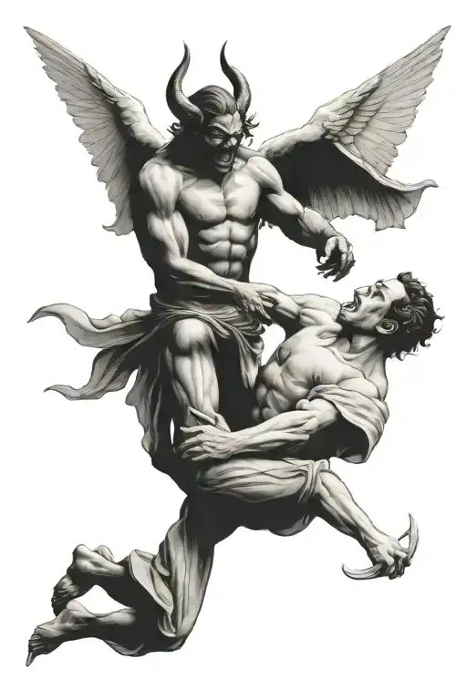 Angel And Demon Fighting Each Other