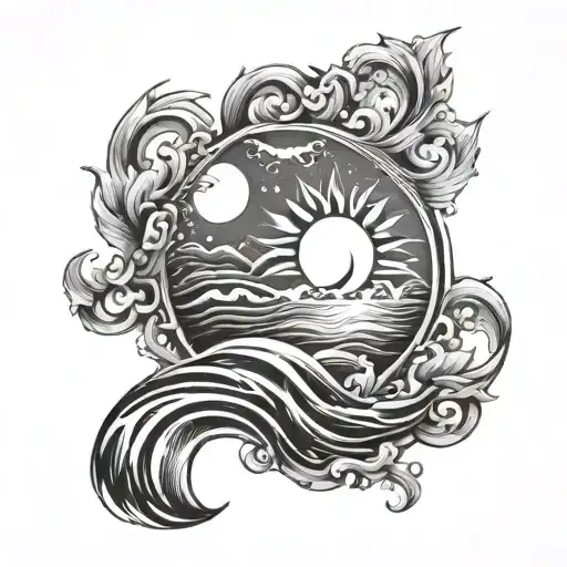 Sun Moon Water Waves