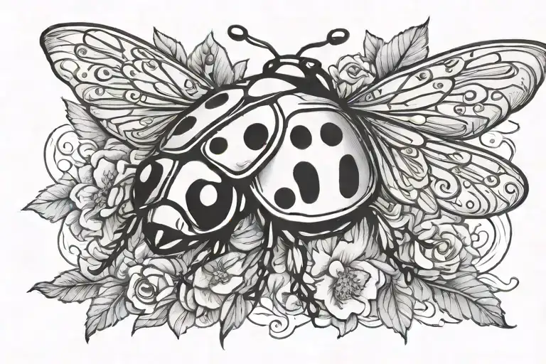 Ladybug With Wings Spread