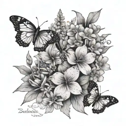 The Beach Flowers And Butterflies