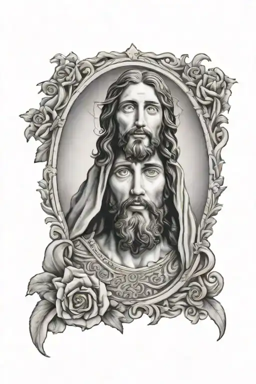 Jesus Holding A Picture Of Relatives