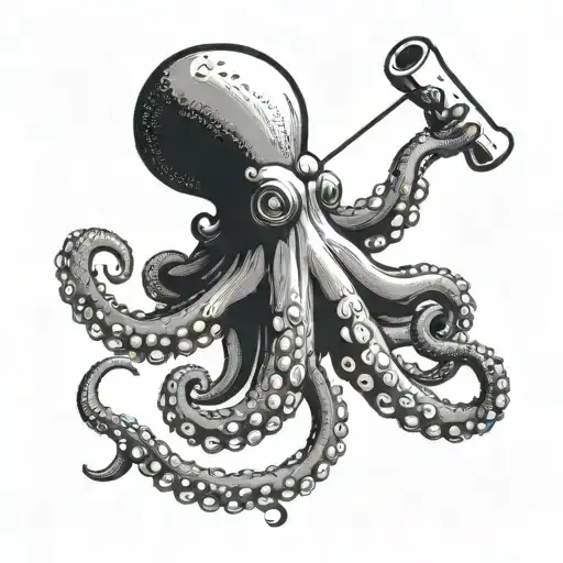 An Octopus Holds Kitchen Tools In Its Arms Wide Open