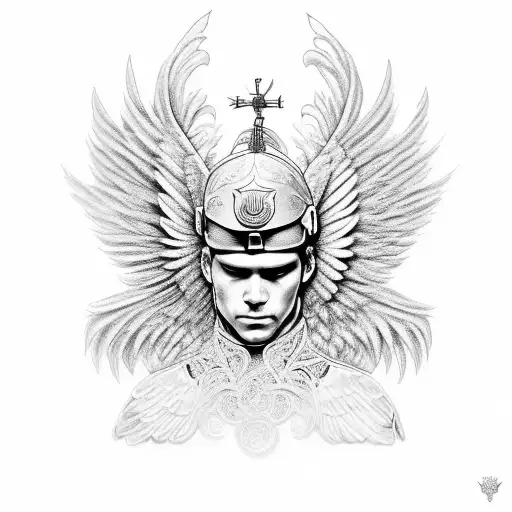 A Soldier Angel With Wings Made Of Intricate Lace Patterns