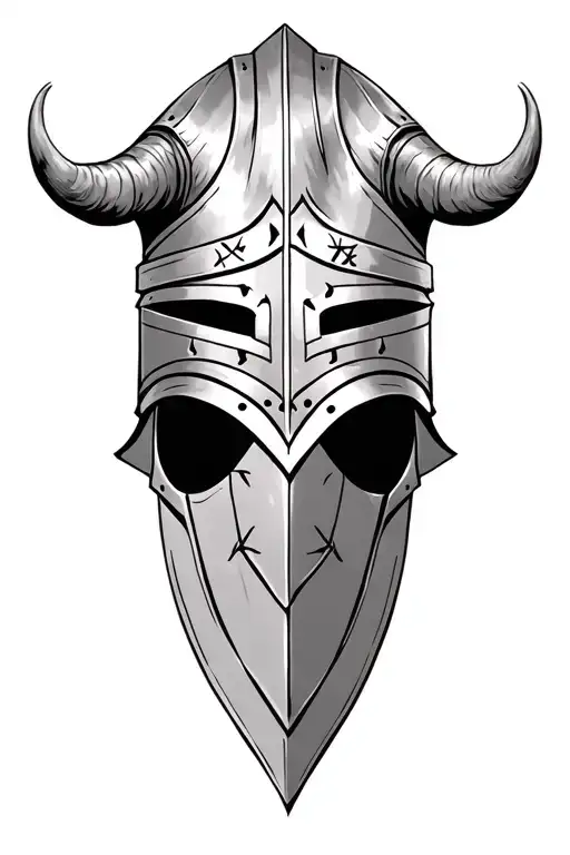 Viking Helmet Big Horns Runes