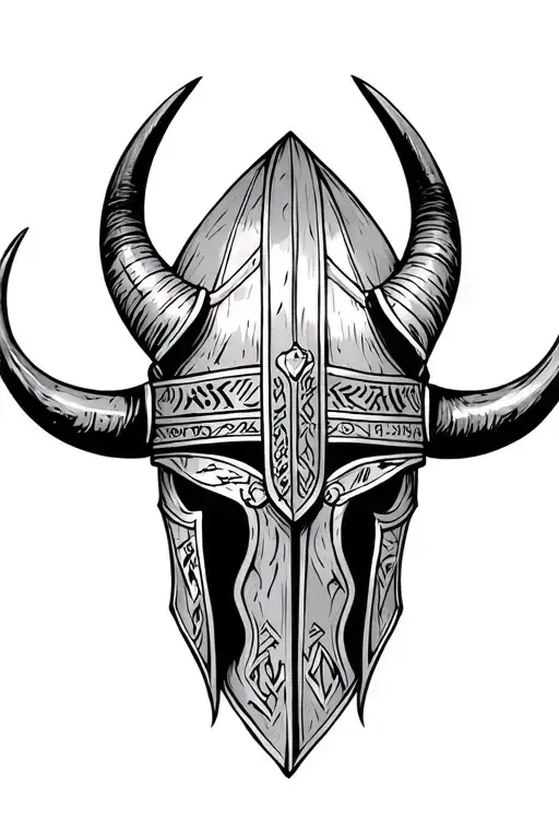 Viking Helmet Huge Horns Runes North