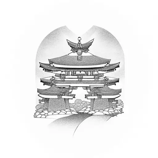 Torii Gate Red With Mount Fuji Background