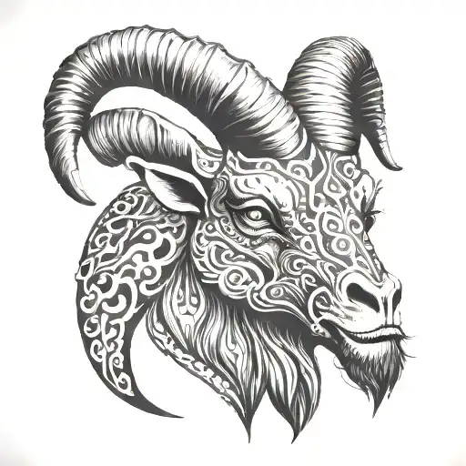 Scary Skull Walia Ibex With No Background And A Beard Facing Frontward