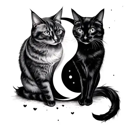 Ying Yang Cats Moon Dream