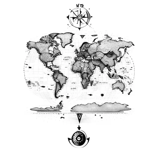 A Minimalist World Map With A Compass Pointing Towards The Client's Favorite Travel Destinations