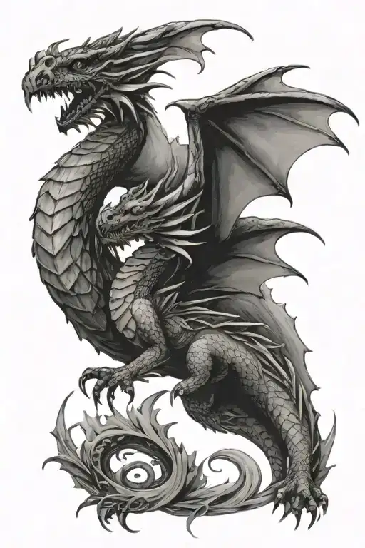Dragon With Wings Spread Wide