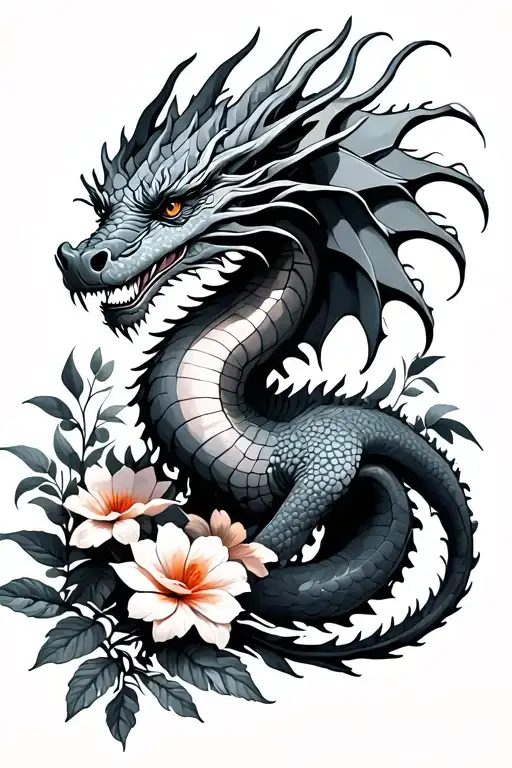 Dragon And Flowers Growing
