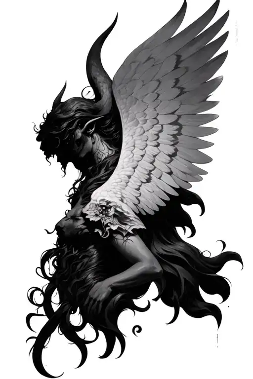Half Angel Half Demon Tattoo Design