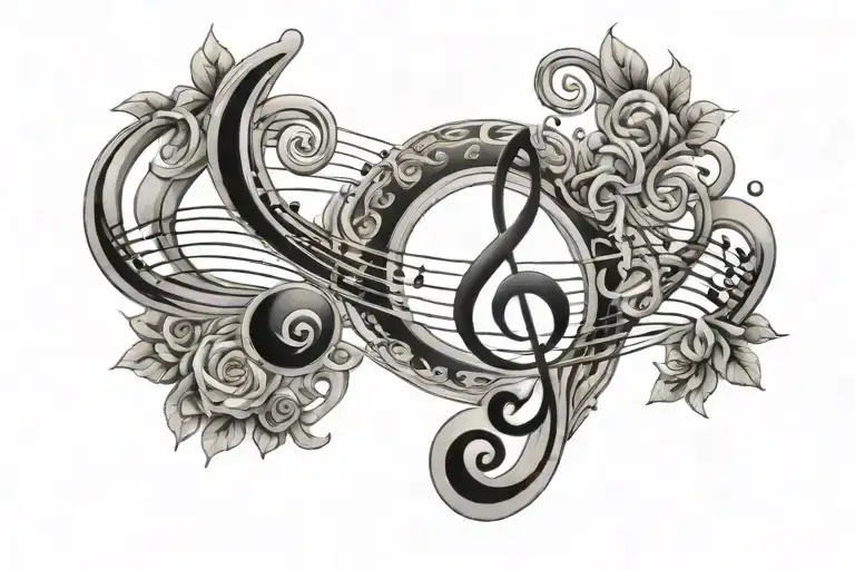 Music Note Heartbeat Infinit Line