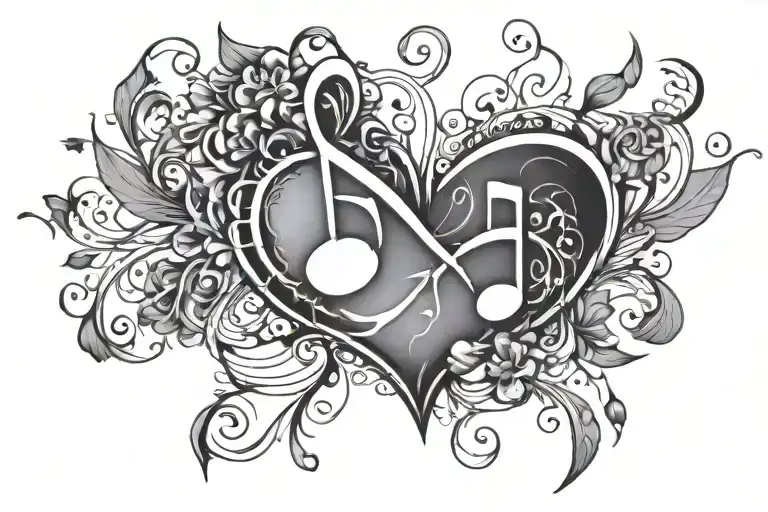 Music Note Heartbeat Love Infinit Line