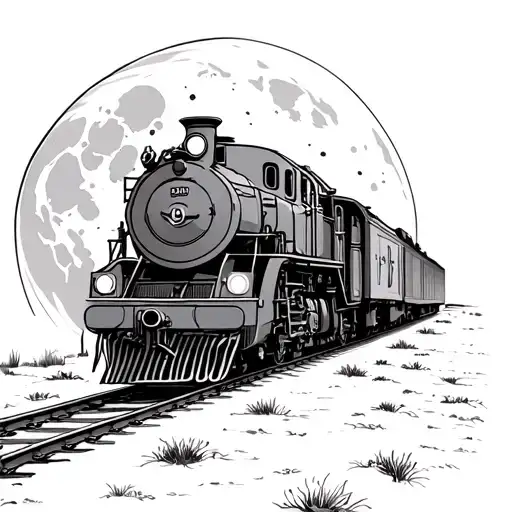 Train With Moon In Background