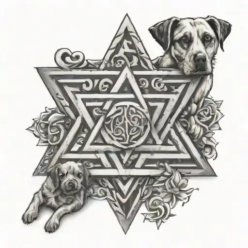 A Star Of David With Words About Human Parents And 2 Dogs