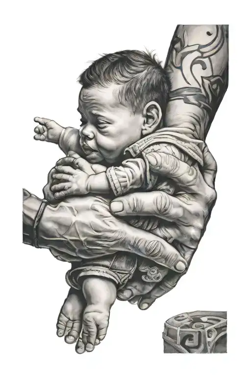 Father Holding His Son By His Hand