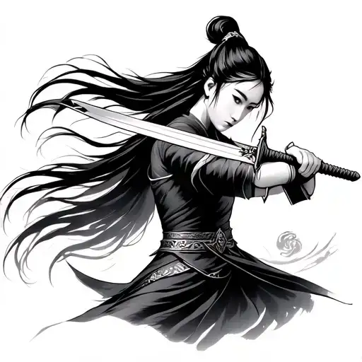 Mulan Holing A Sword