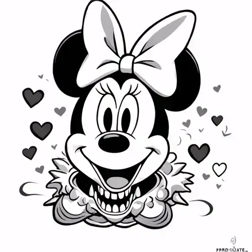 Minnie Mouse Evil With Teeth And Hearts