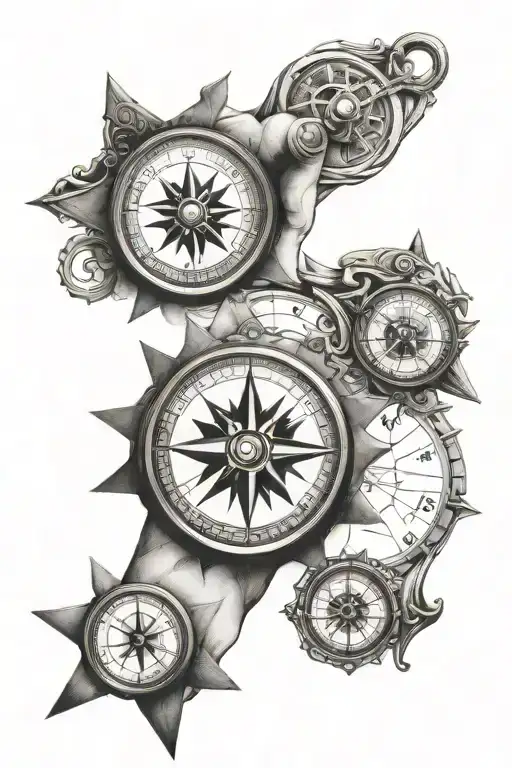 Compass And Road To Success Man Standing