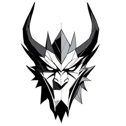 Oni Demon Mask Geometric Shapes