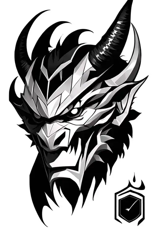 Oni Demon Mask Geometric Shapes