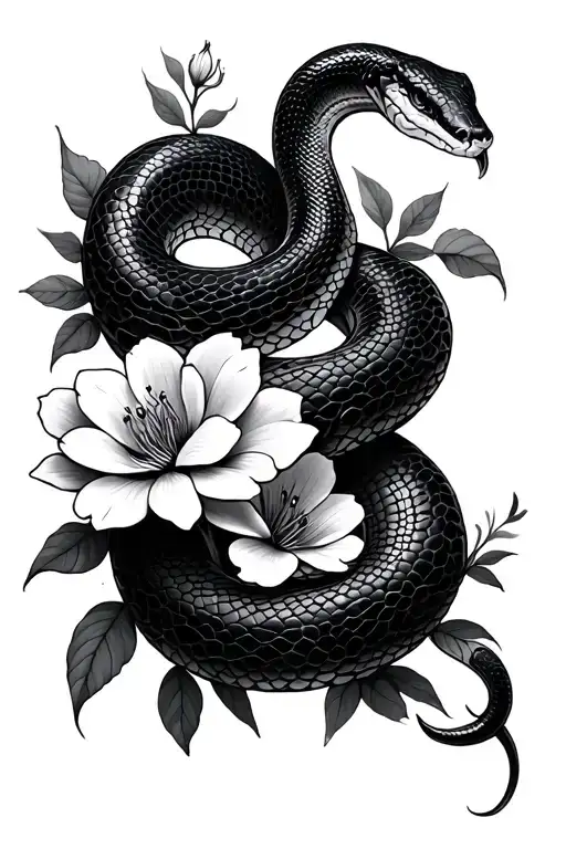 Snake And Flowers