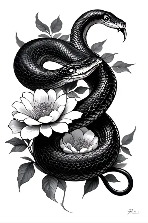 Snake And Flowers