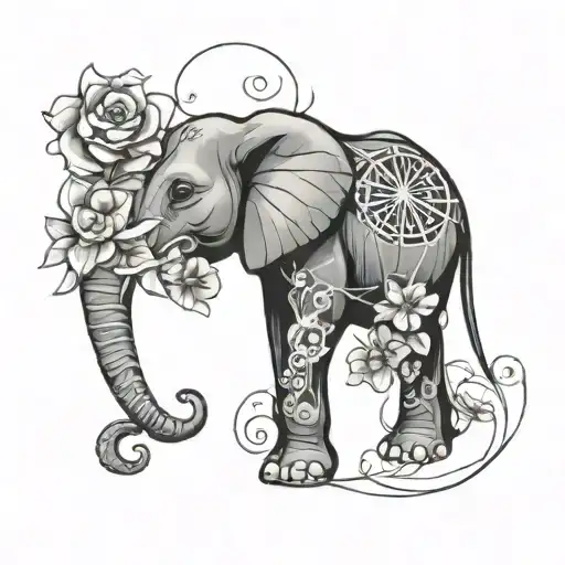 Elephant Flower And Spider Webs Entwined Together