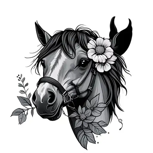 Horse Flower Freedom Cute