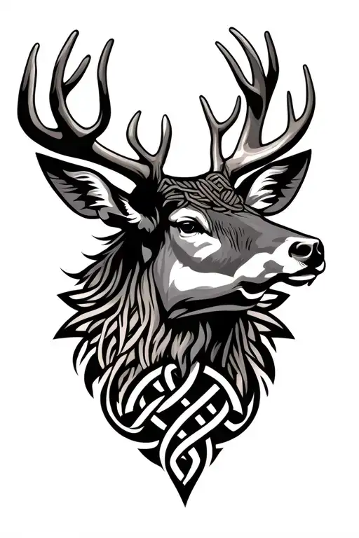 Celtic Stag Made Up Of Celtic Knots Symbolizing