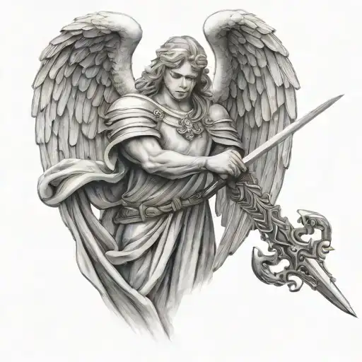 Guardian Angel Holding A Sword