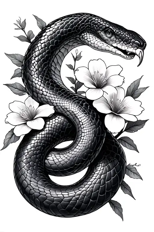 Snake And Flowers Dark