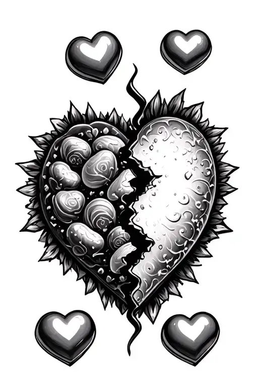 Valentines Heart Candies Broken In Half