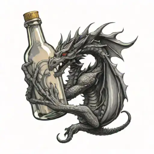 Black Dragon Clutching Bottle