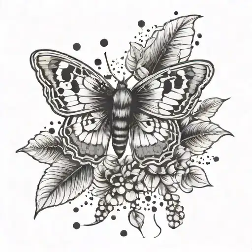 Moth And Plant And Dots