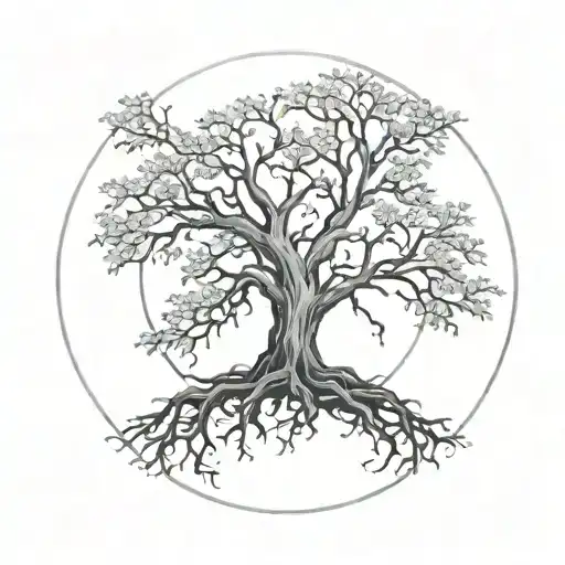Tree With Branches And Root In Circle